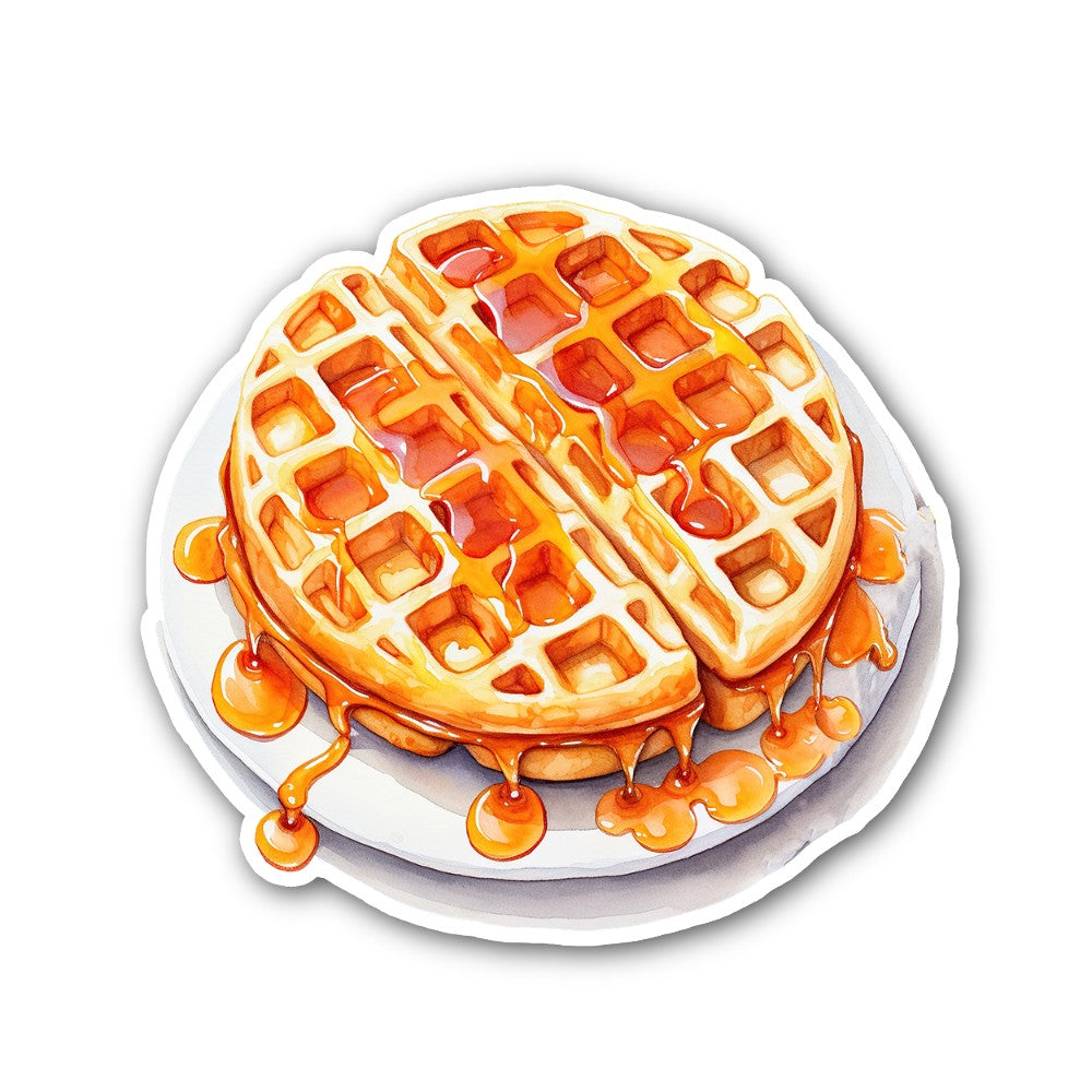 Belgian waffle Sticker, Waterproof Vinyl Decal Sticker Indoor Or Outdoor 2 (Pieces) 3" and 5"
