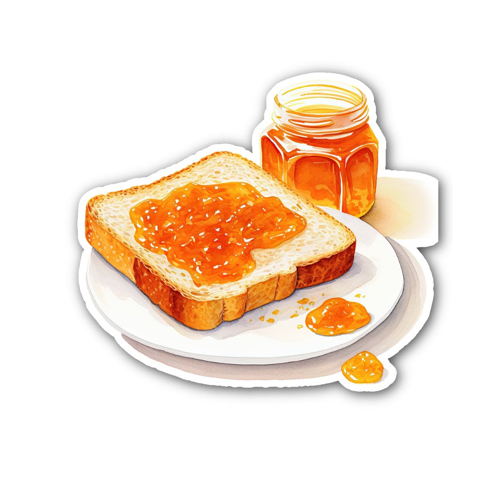 slice of toast with jam Sticker, Waterproof Vinyl Decal Sticker Indoor Or Outdoor 2 (Pieces) 3" and 5"