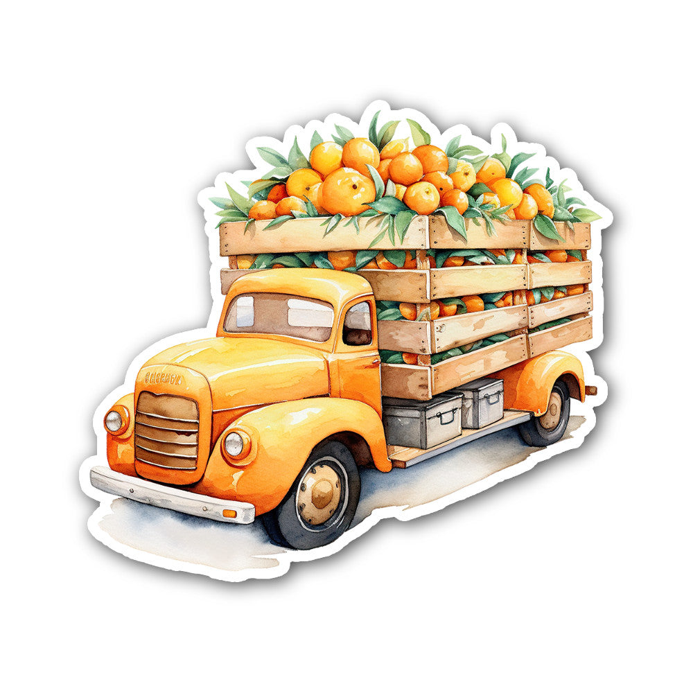 Orange truck Sticker, Waterproof Vinyl Decal Sticker Indoor Or Outdoor 2 (Pieces) 3" and 5"