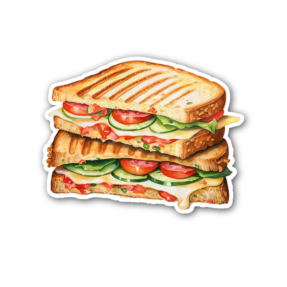 Grilled sandwic Sticker, Waterproof Vinyl Decal Sticker Indoor Or Outdoor 2 (Pieces) 3" and 5"