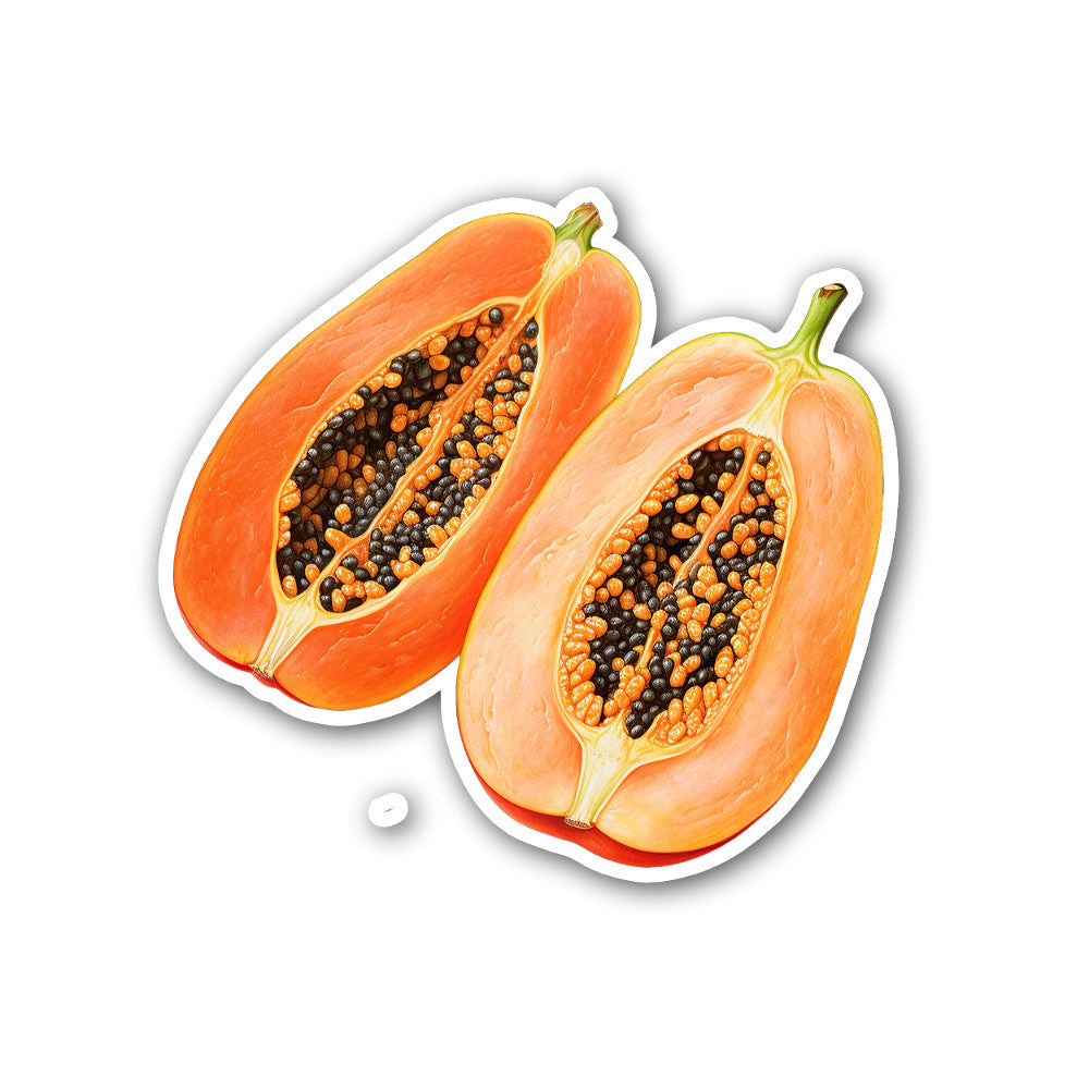 Fresh papaya Sticker, Waterproof Vinyl Decal Sticker Indoor Or Outdoor 2 (Pieces) 3" and 5"