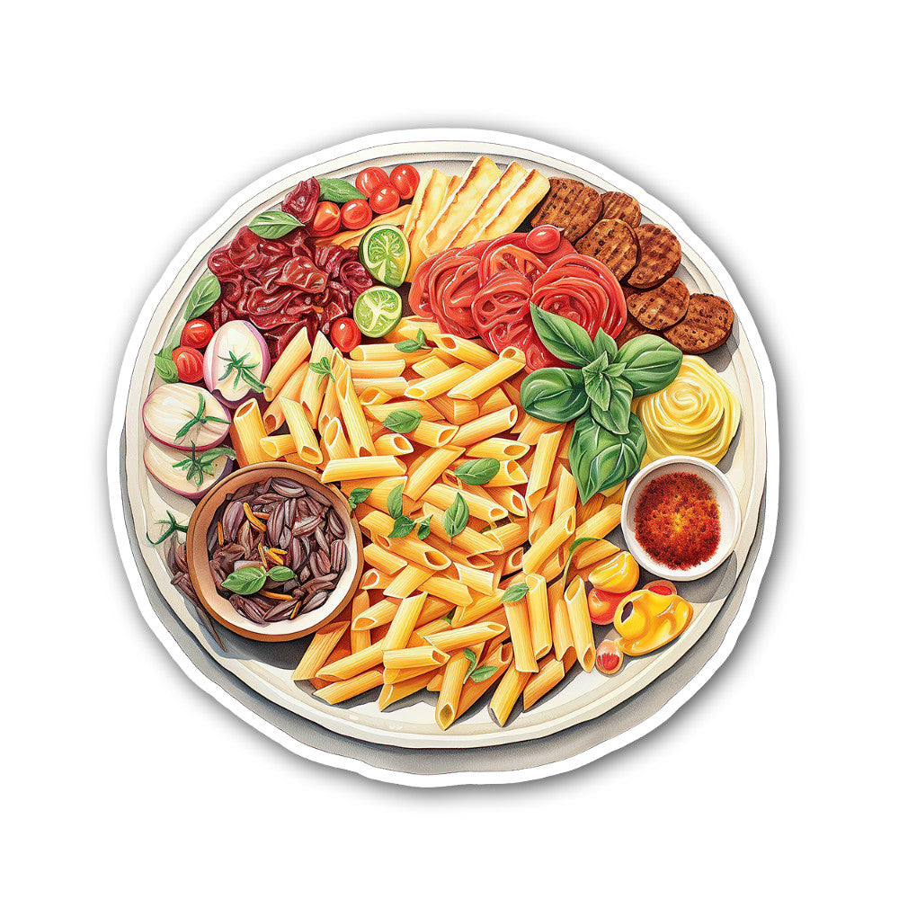 Pasta salad Sticker, Waterproof Vinyl Decal Sticker Indoor Or Outdoor 2 (Pieces) 3" and 5"