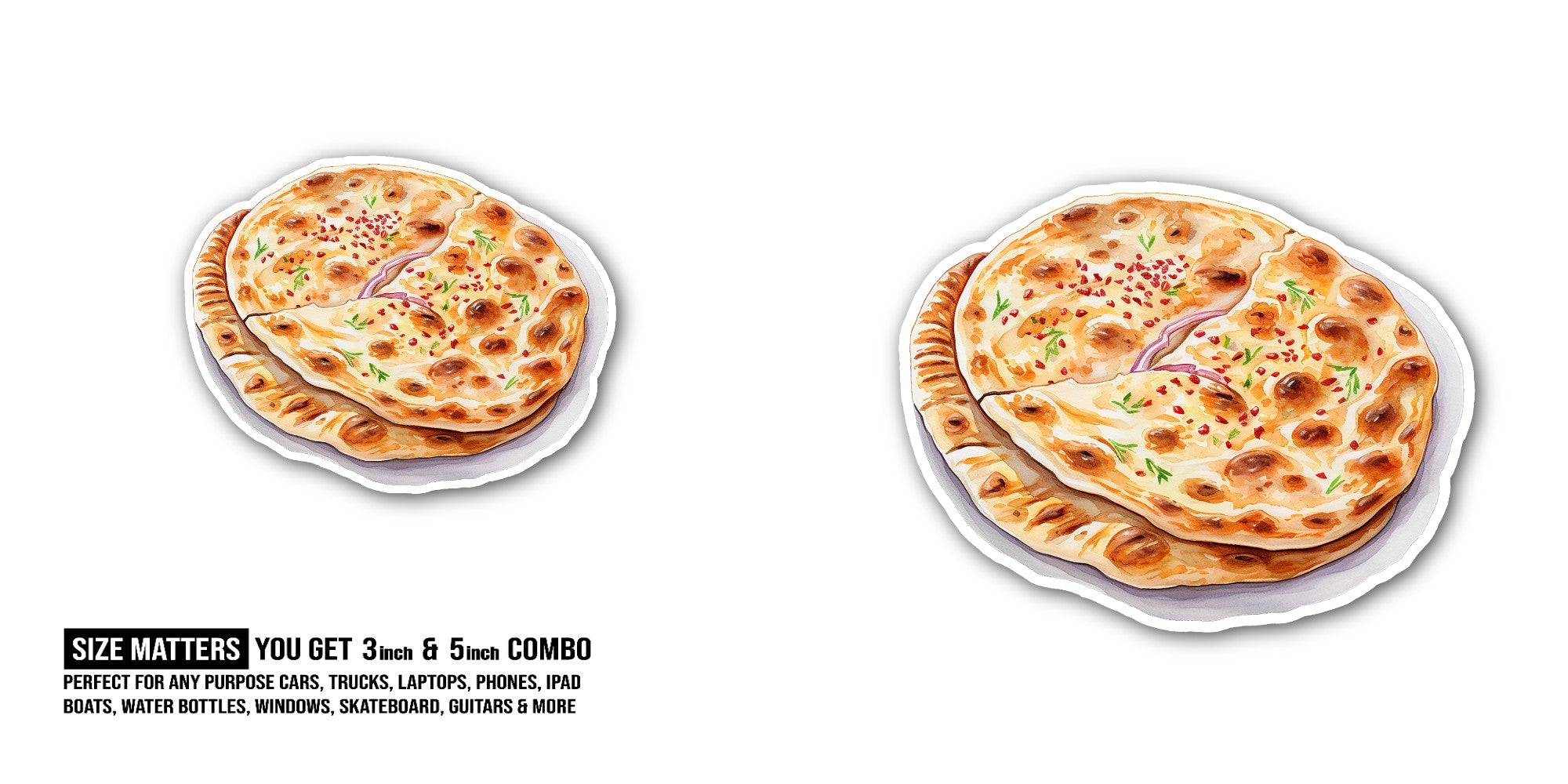 Naan Sticker, Waterproof Vinyl Decal Sticker Indoor Or Outdoor 2 (Pieces) 3" and 5"
