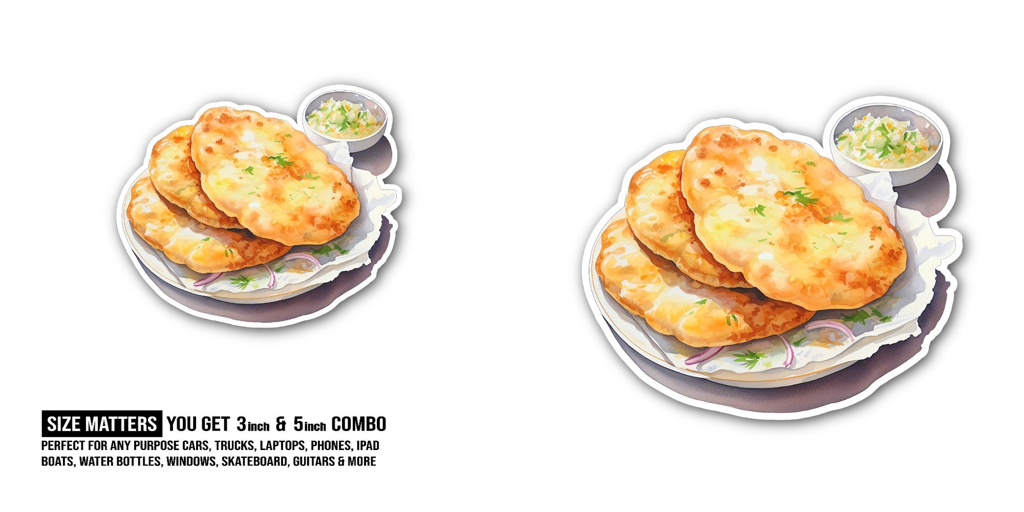Delicious kalaadi Sticker, Waterproof Vinyl Decal Sticker Indoor Or Outdoor 2 (Pieces) 3" and 5"