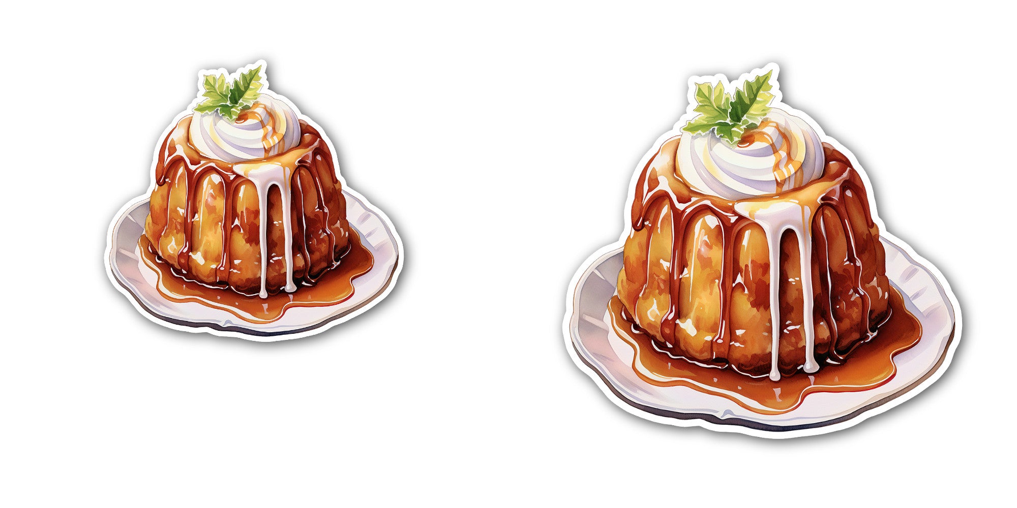 Caramel Custard Sticker, Waterproof Vinyl Decal Sticker Indoor Or Outdoor 2 (Pieces) 3" and 5"