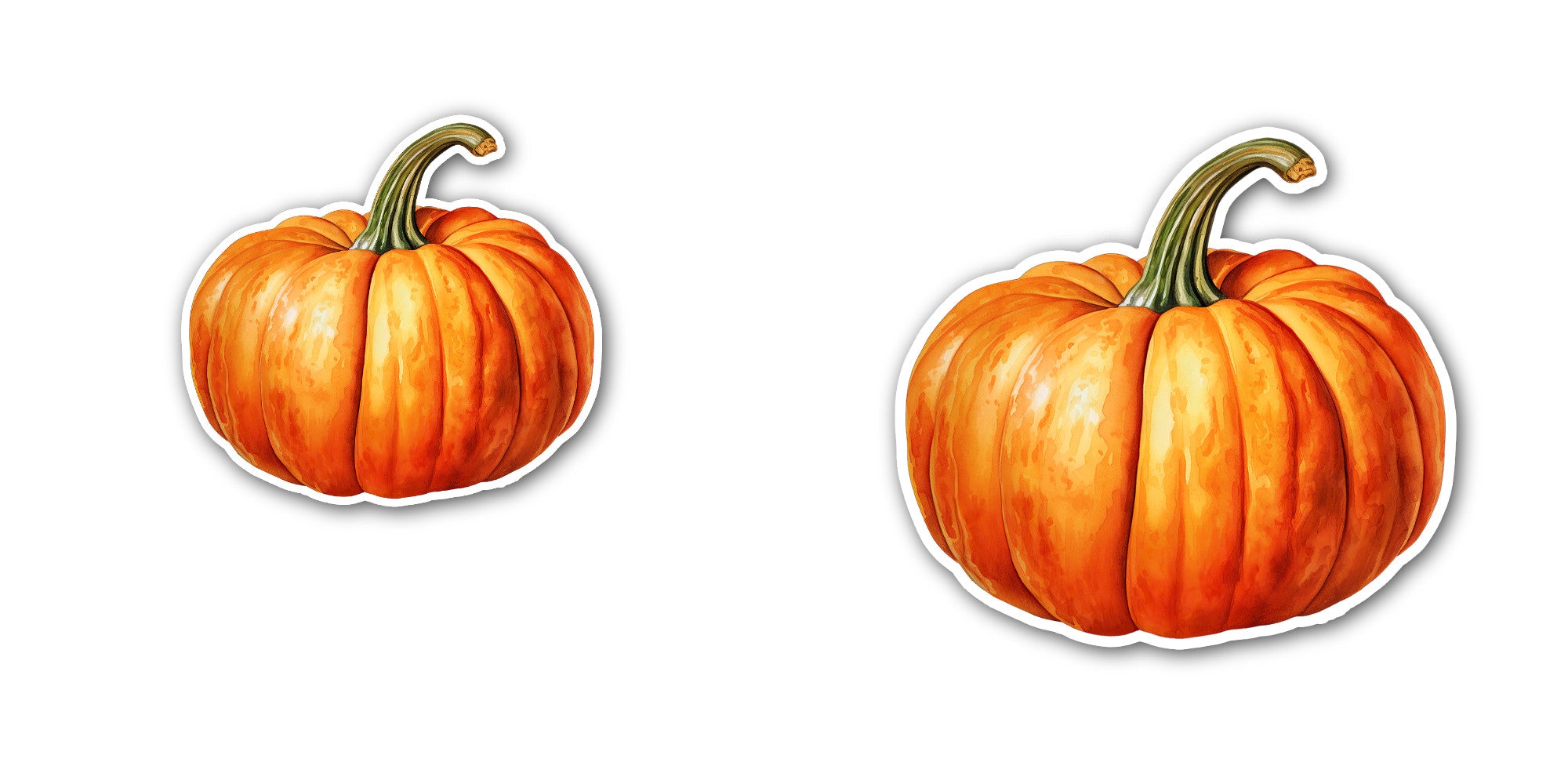 Orange Pumpkin Sticker, Waterproof Vinyl Decal Sticker Indoor Or Outdoor 2 (Pieces) 3" and 5"