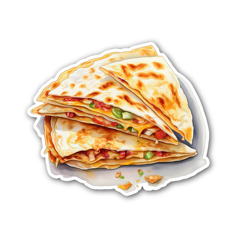 Quesadilla Sticker, Waterproof Vinyl Decal Sticker Indoor Or Outdoor 2 (Pieces) 3" and 5"
