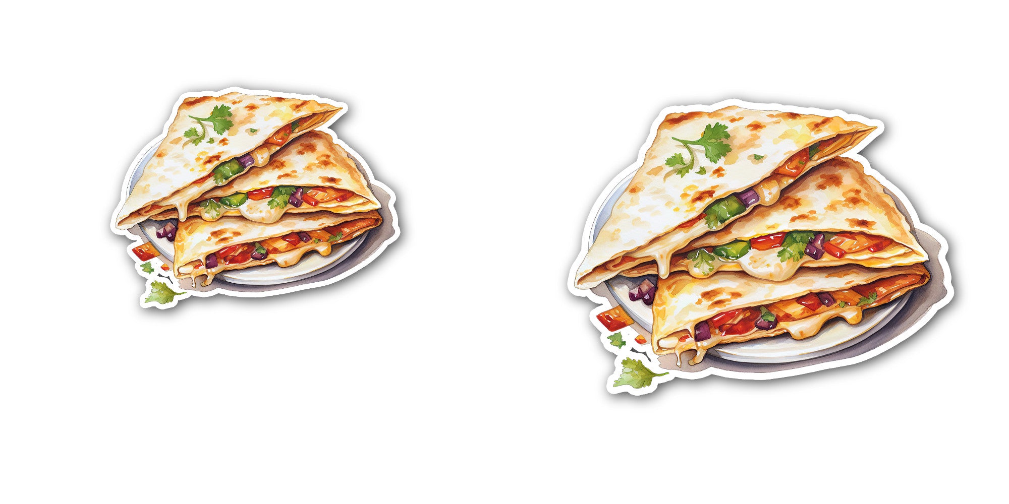 Cheese Quesadilla Sticker, Waterproof Vinyl Decal Sticker Indoor Or Outdoor 2 (Pieces) 3" and 5"