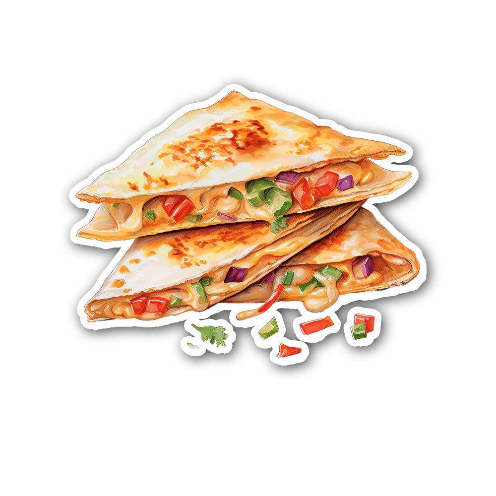 Mexican Quesadilla Sticker, Waterproof Vinyl Decal Sticker Indoor Or Outdoor 2 (Pieces) 3" and 5"