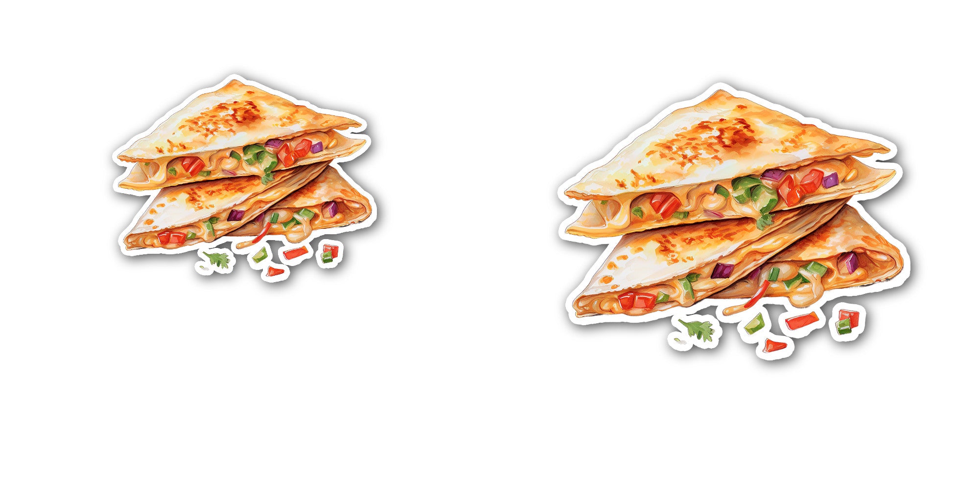 Mexican Quesadilla Sticker, Waterproof Vinyl Decal Sticker Indoor Or Outdoor 2 (Pieces) 3" and 5"