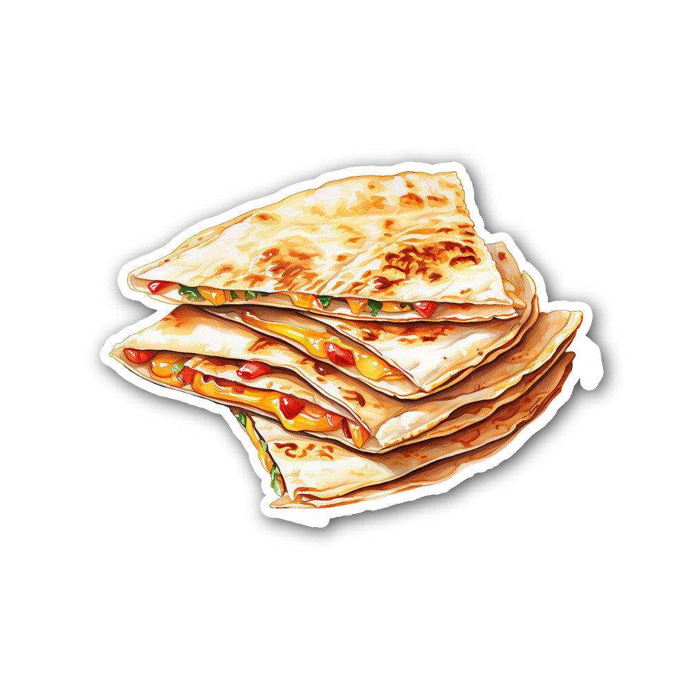 Chicken Quesadilla Sticker, Waterproof Vinyl Decal Sticker Indoor Or Outdoor 2 (Pieces) 3" and 5"