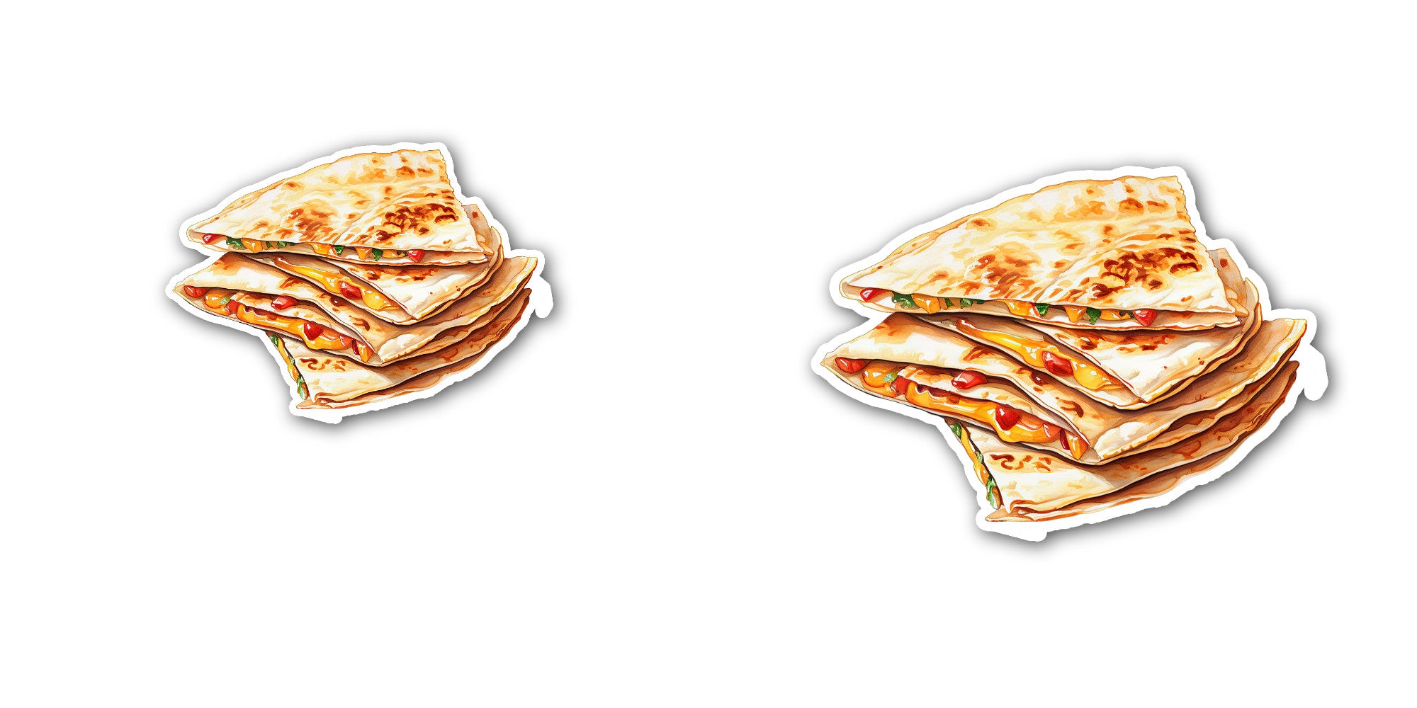 Chicken Quesadilla Sticker, Waterproof Vinyl Decal Sticker Indoor Or Outdoor 2 (Pieces) 3" and 5"