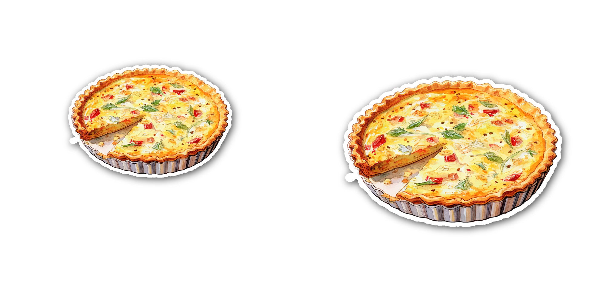 Quiche Sticker, Waterproof Vinyl Decal Sticker Indoor Or Outdoor 2 (Pieces) 3" and 5"