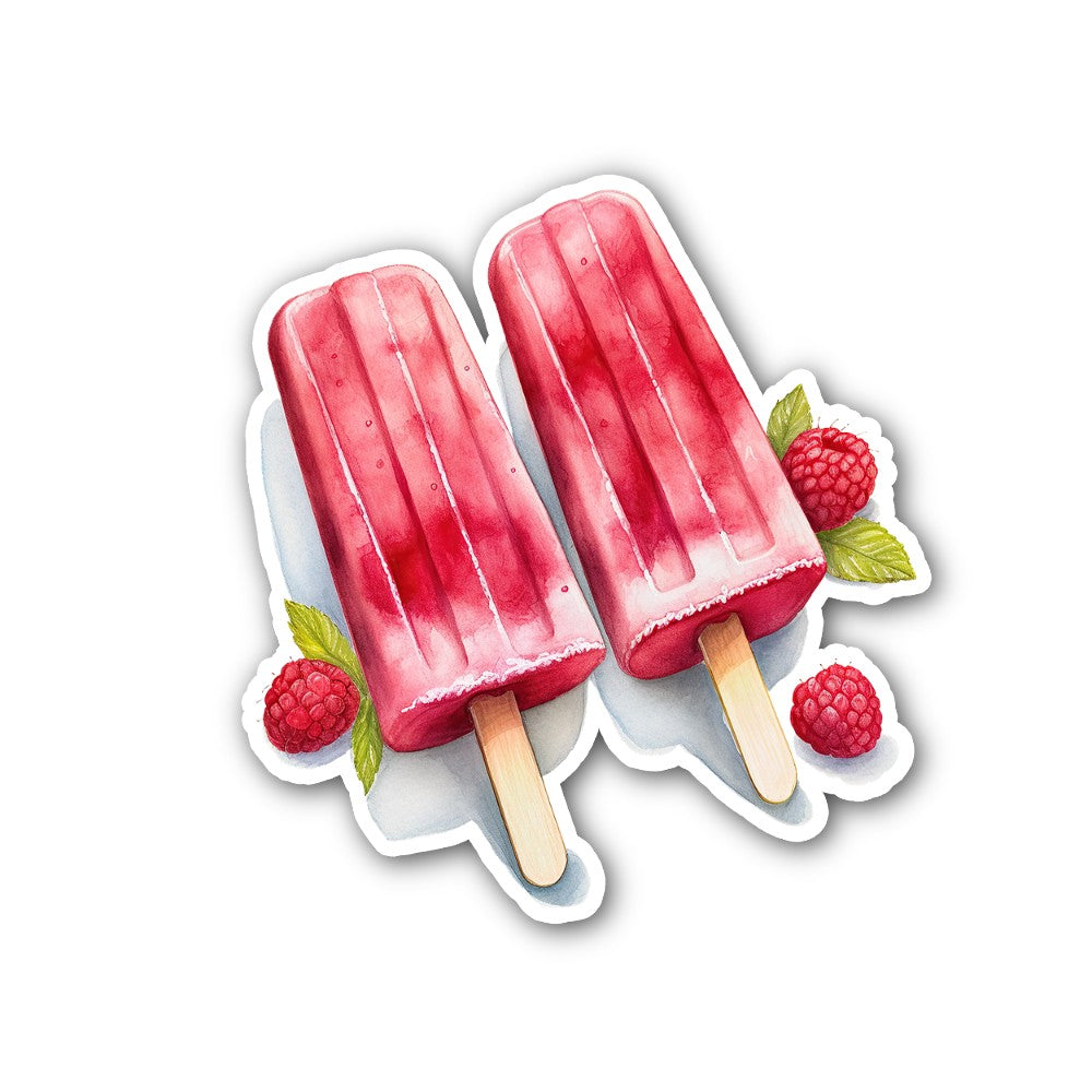 Raspberry popsicle Sticker, Waterproof Vinyl Decal Sticker Indoor Or Outdoor 2 (Pieces) 3" and 5"