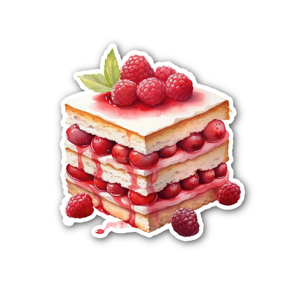 Raspberry cake Sticker, Waterproof Vinyl Decal Sticker Indoor Or Outdoor 2 (Pieces) 3" and 5"