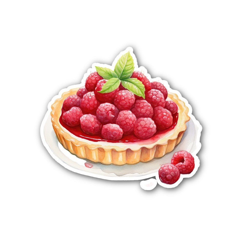 Yummy Raspberry Tart Sticker, Waterproof Vinyl Decal Sticker Indoor Or Outdoor 2 (Pieces) 3" and 5"