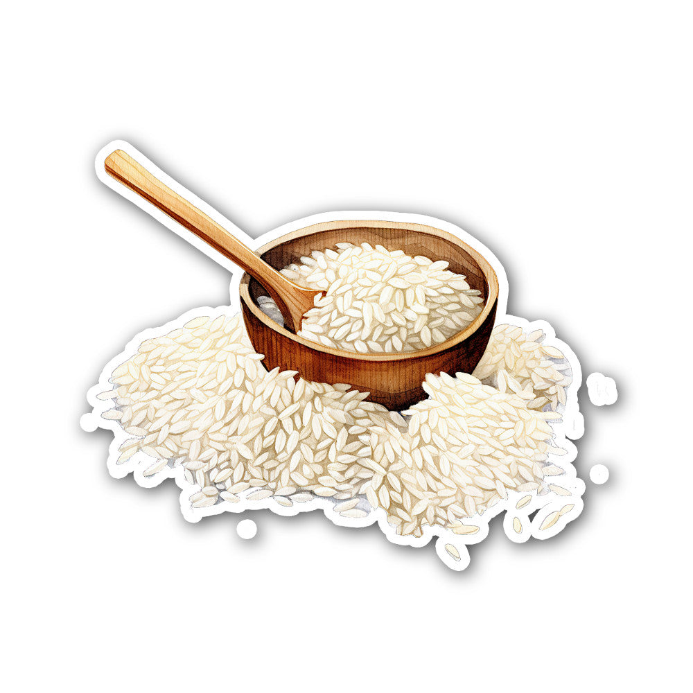 Cute Bowl of rice Sticker, Waterproof Vinyl Decal Sticker Indoor Or Outdoor 2 (Pieces) 3" and 5"