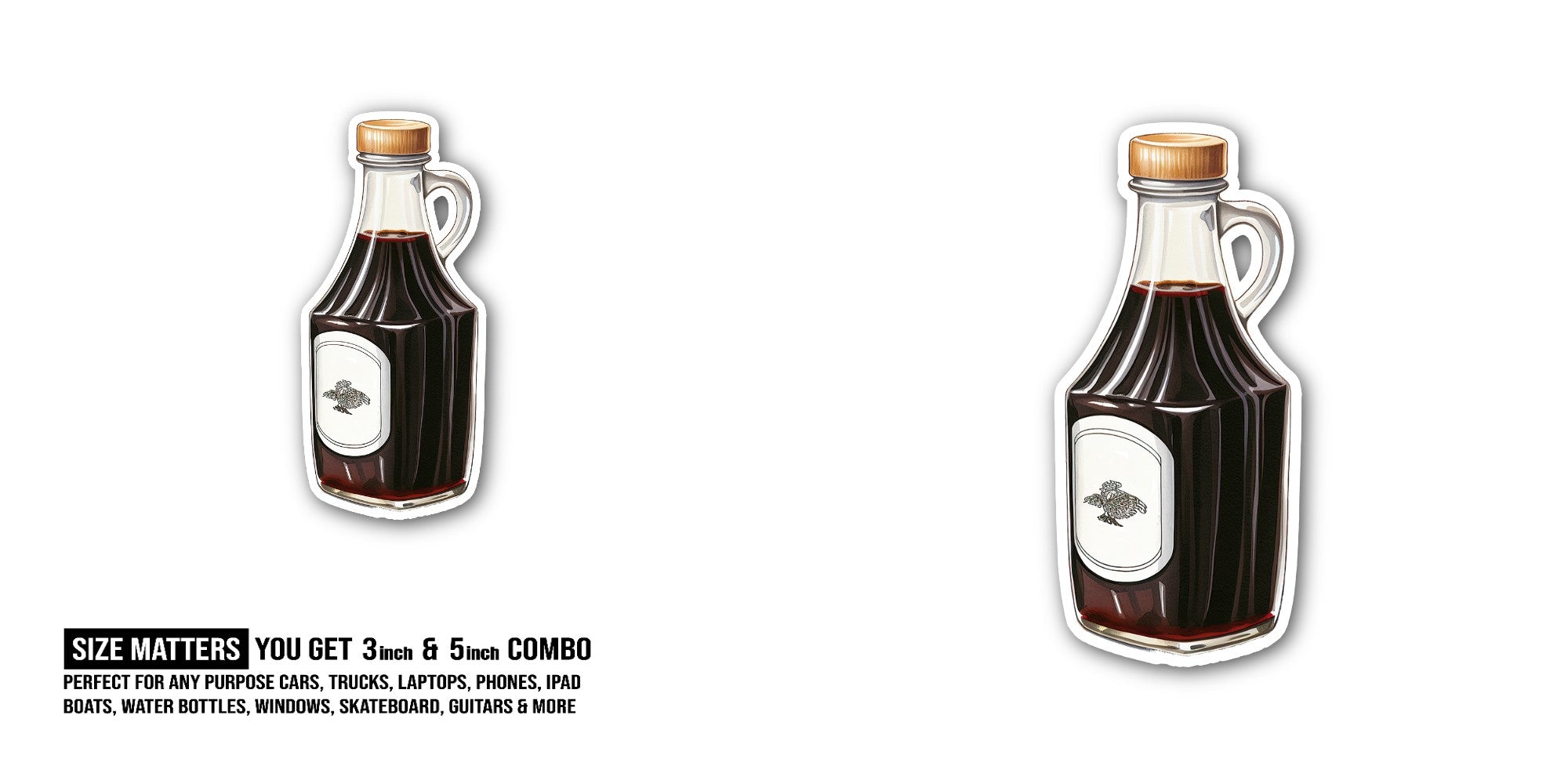Cute Soy sauce bottle Sticker, Waterproof Vinyl Decal Sticker Indoor Or Outdoor 2 (Pieces) 3" and 5"