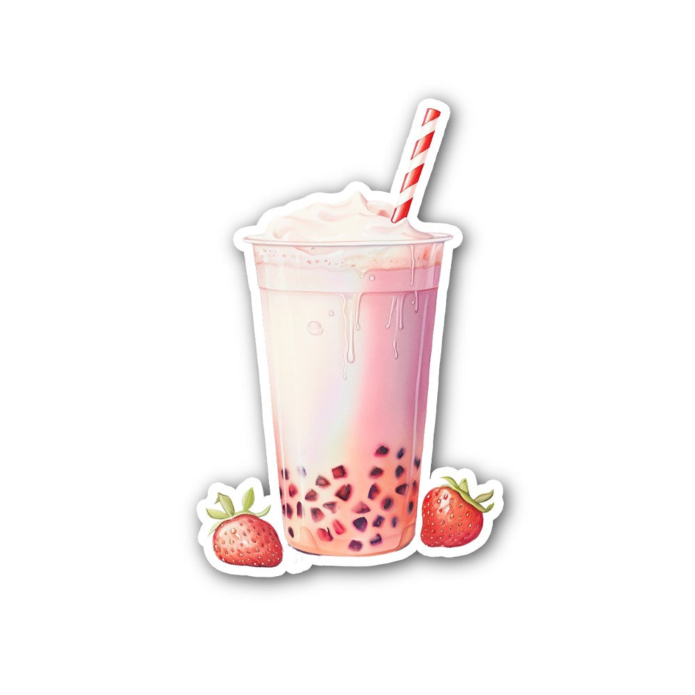 Fruit Milky Bubble Tea Sticker, Waterproof Vinyl Decal Sticker Indoor Or Outdoor 2 (Pieces) 3" and 5"