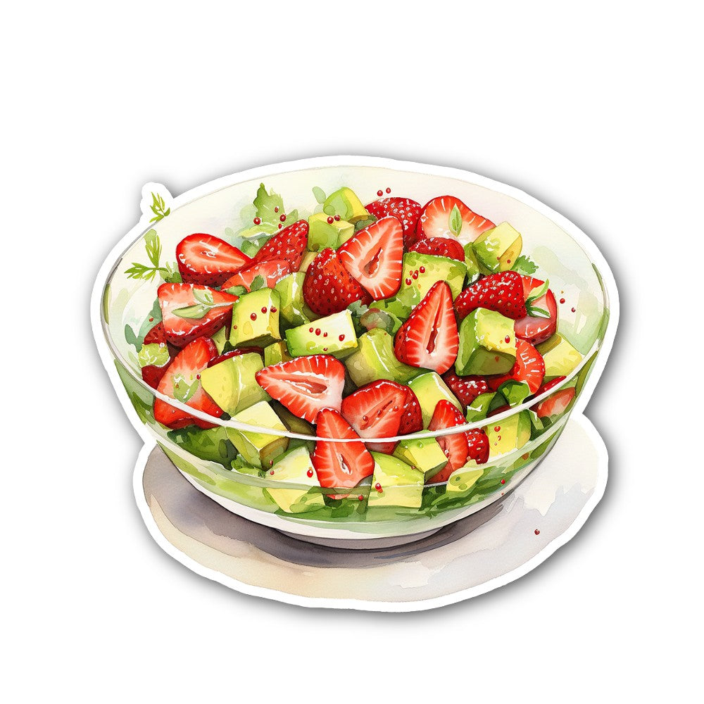 Cute Salad Bowl Sticker, Waterproof Vinyl Decal Sticker Indoor Or Outdoor 2 (Pieces) 3" and 5"