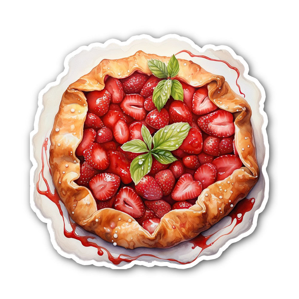 Yummy Cute Strawberry tart Sticker, Waterproof Vinyl Decal Sticker Indoor Or Outdoor 2 (Pieces) 3" and 5"