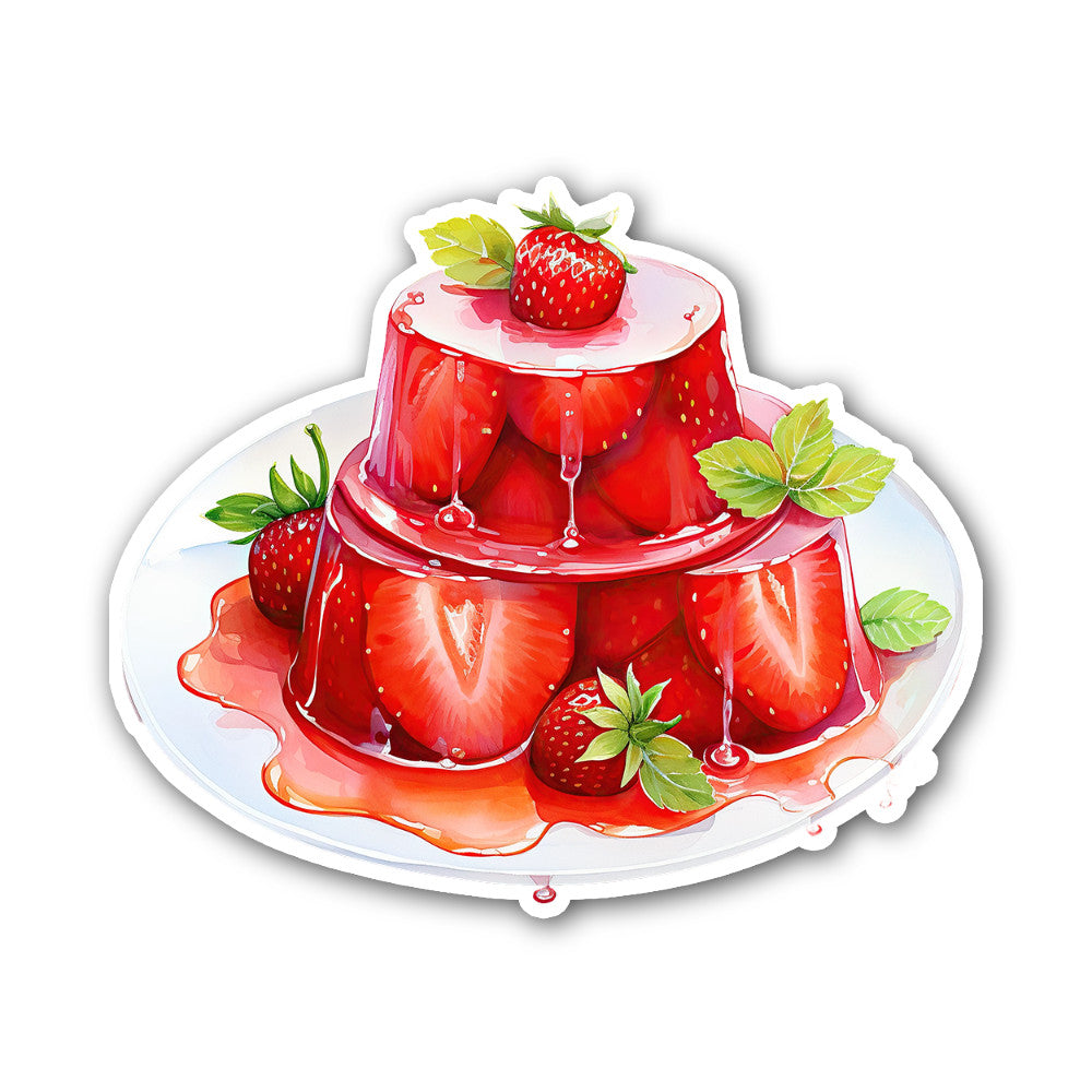 Strawberry Jelly Sticker, Waterproof Vinyl Decal Sticker Indoor Or Outdoor 2 (Pieces) 3" and 5"