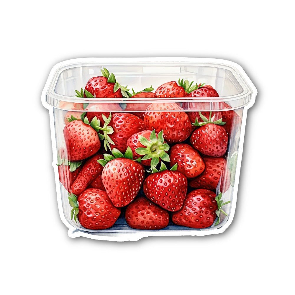 Strawberry Box Sticker, Waterproof Vinyl Decal Sticker Indoor Or Outdoor 2 (Pieces) 3" and 5"