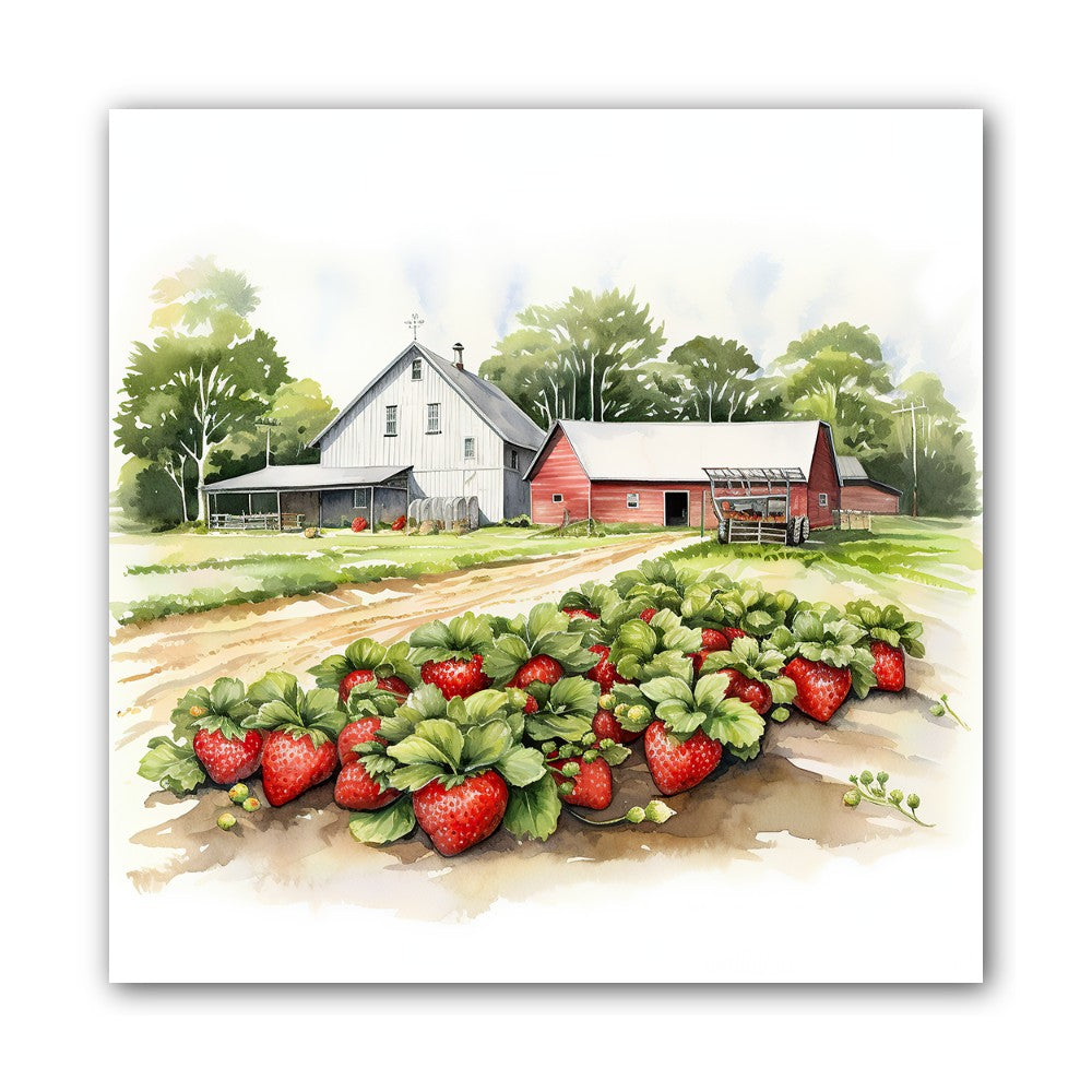 Strawberry Farm Sticker, Waterproof Vinyl Decal Sticker Indoor Or Outdoor 2 (Pieces) 3" and 5"