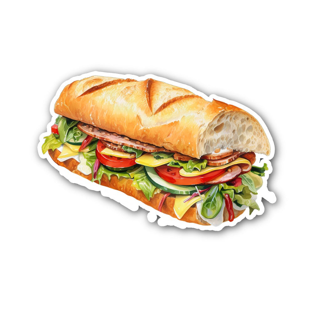 Submarine sandwich Sticker, Waterproof Vinyl Decal Sticker Indoor Or Outdoor 2 (Pieces) 3" and 5"