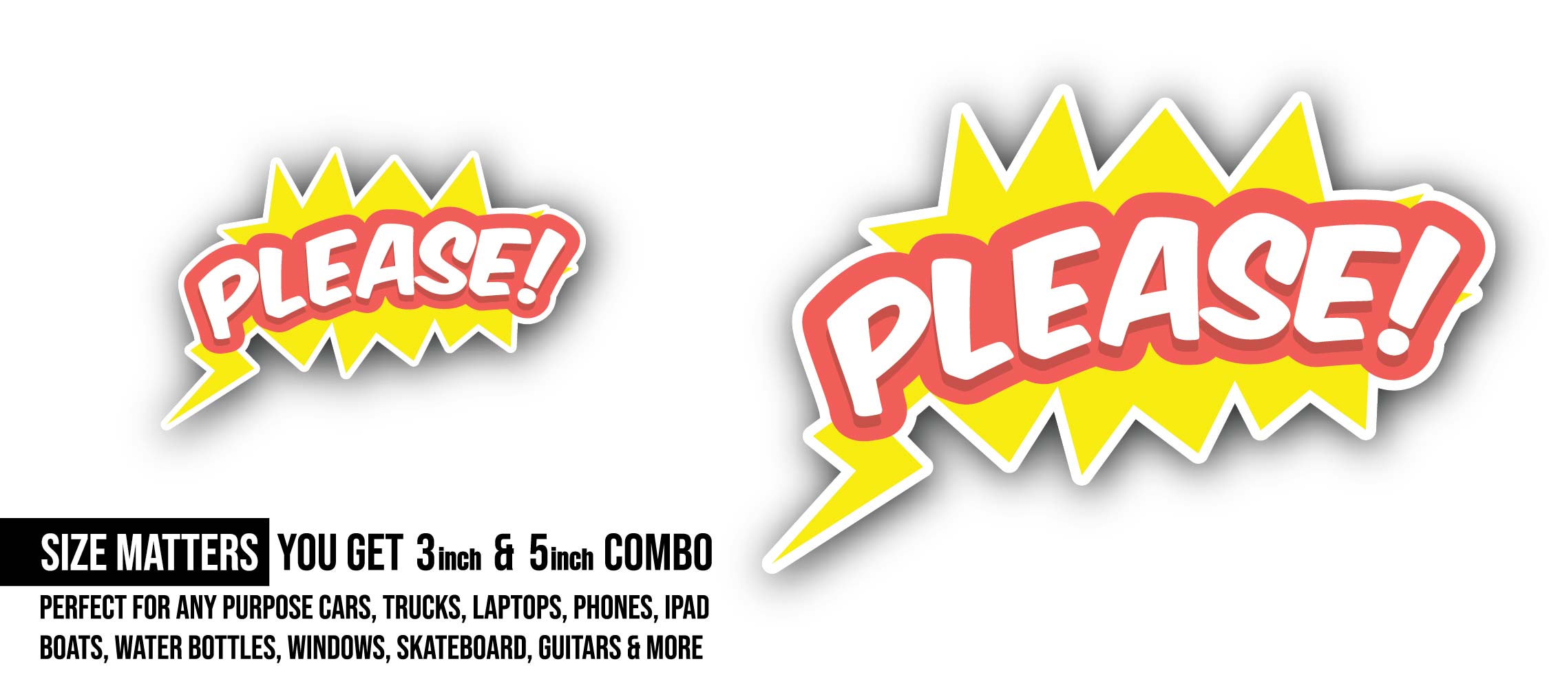 Please Message Sticker, Waterproof Vinyl Decal Sticker Indoor Or Outdoor 2 (Pieces) 3" and 5"