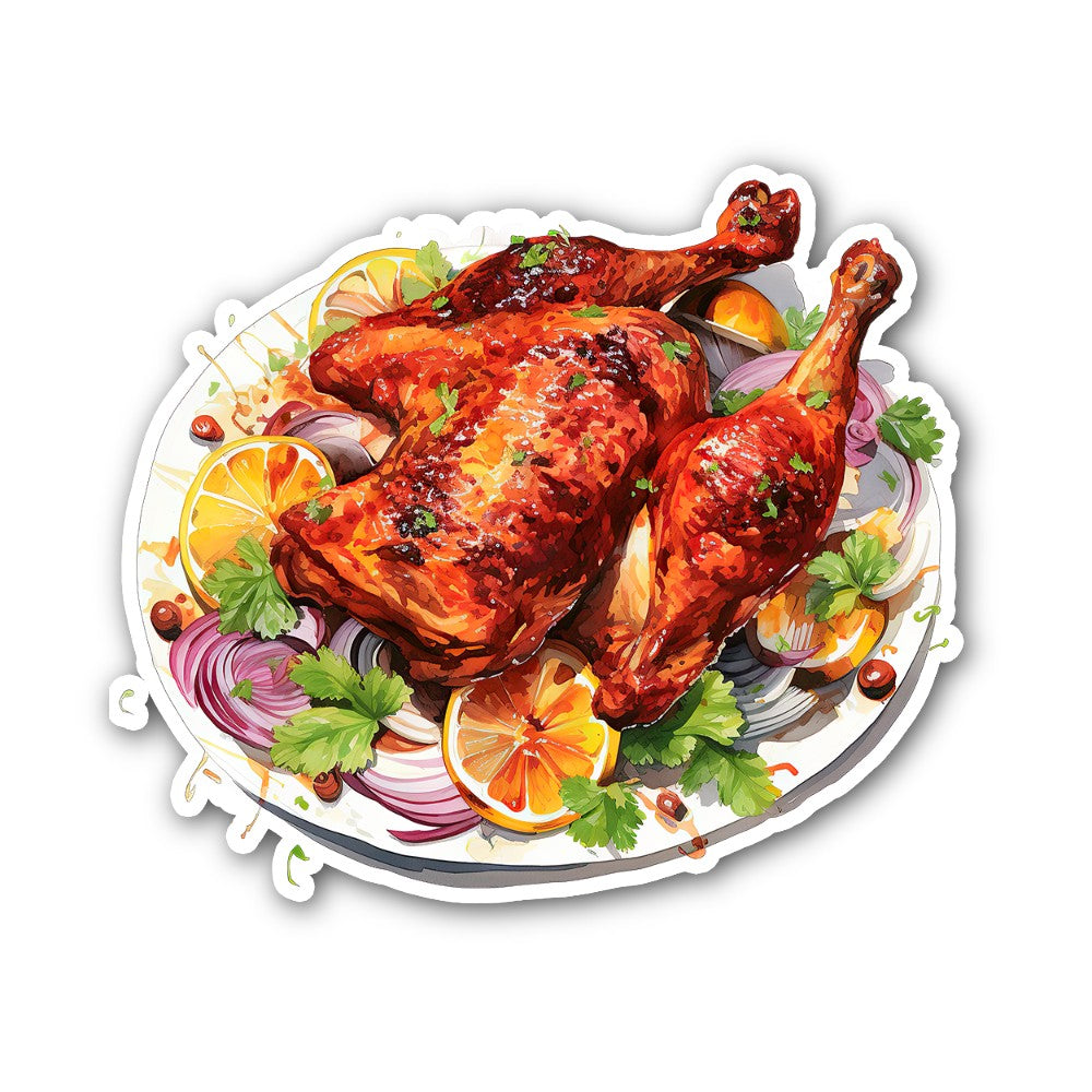 Tandoori chicken Sticker, Waterproof Vinyl Decal Sticker Indoor Or Outdoor 2 (Pieces) 3" and 5"
