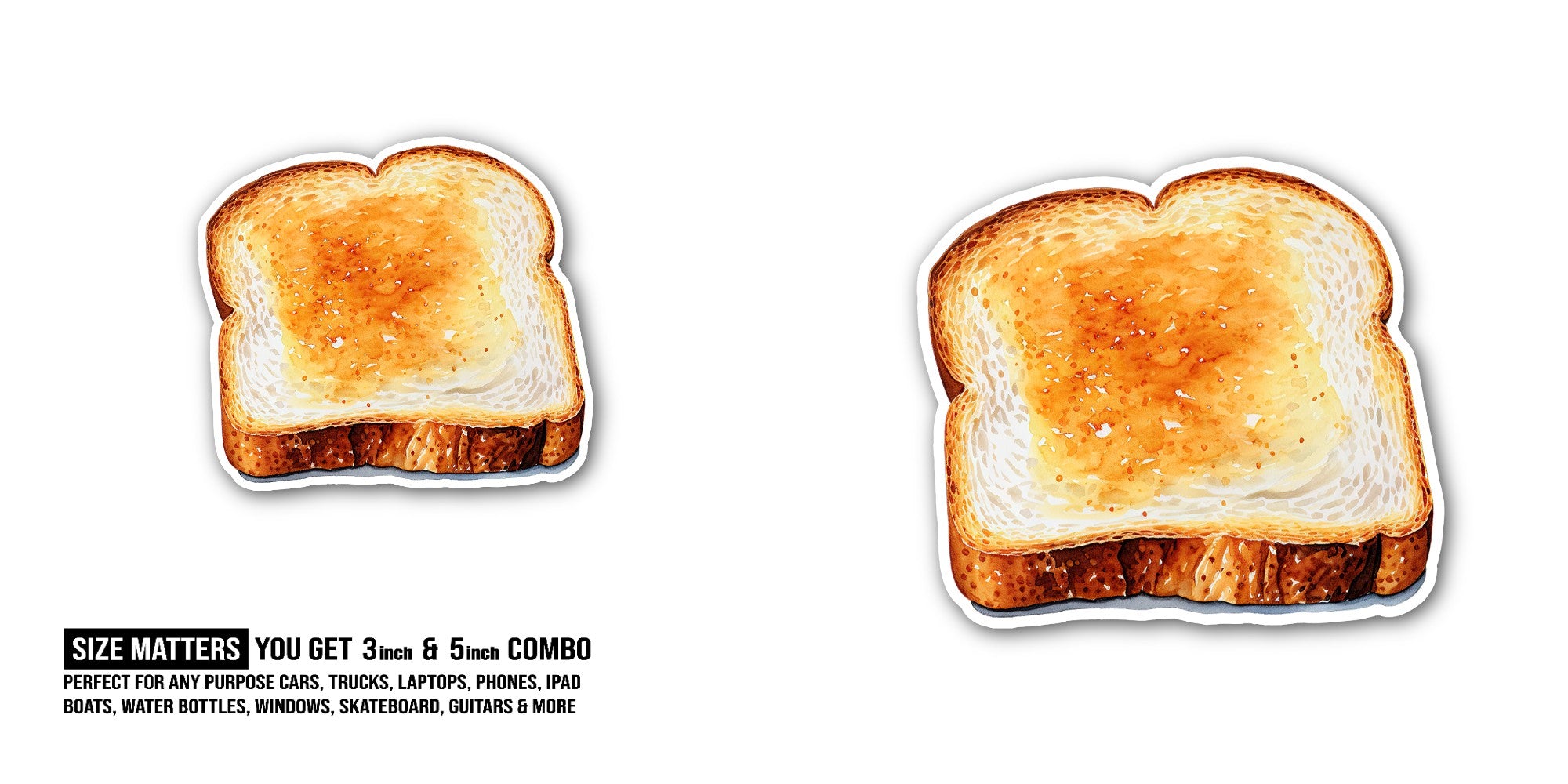 Toast Jam Sticker, Waterproof Vinyl Decal Sticker Indoor Or Outdoor 2 (Pieces) 3" and 5"