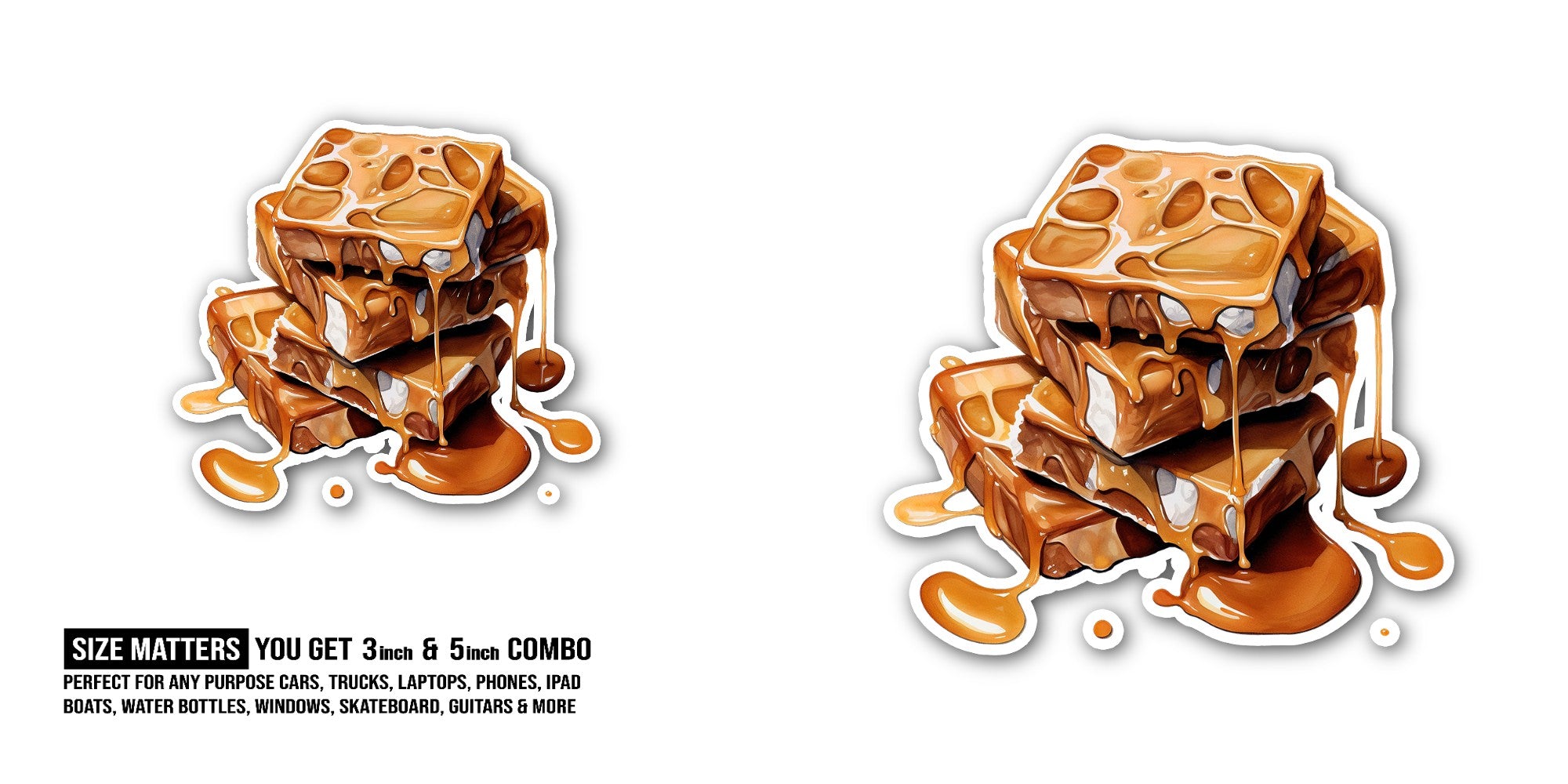 Melted Dessert Sticker, Waterproof Vinyl Decal Sticker Indoor Or Outdoor 2 (Pieces) 3" and 5"