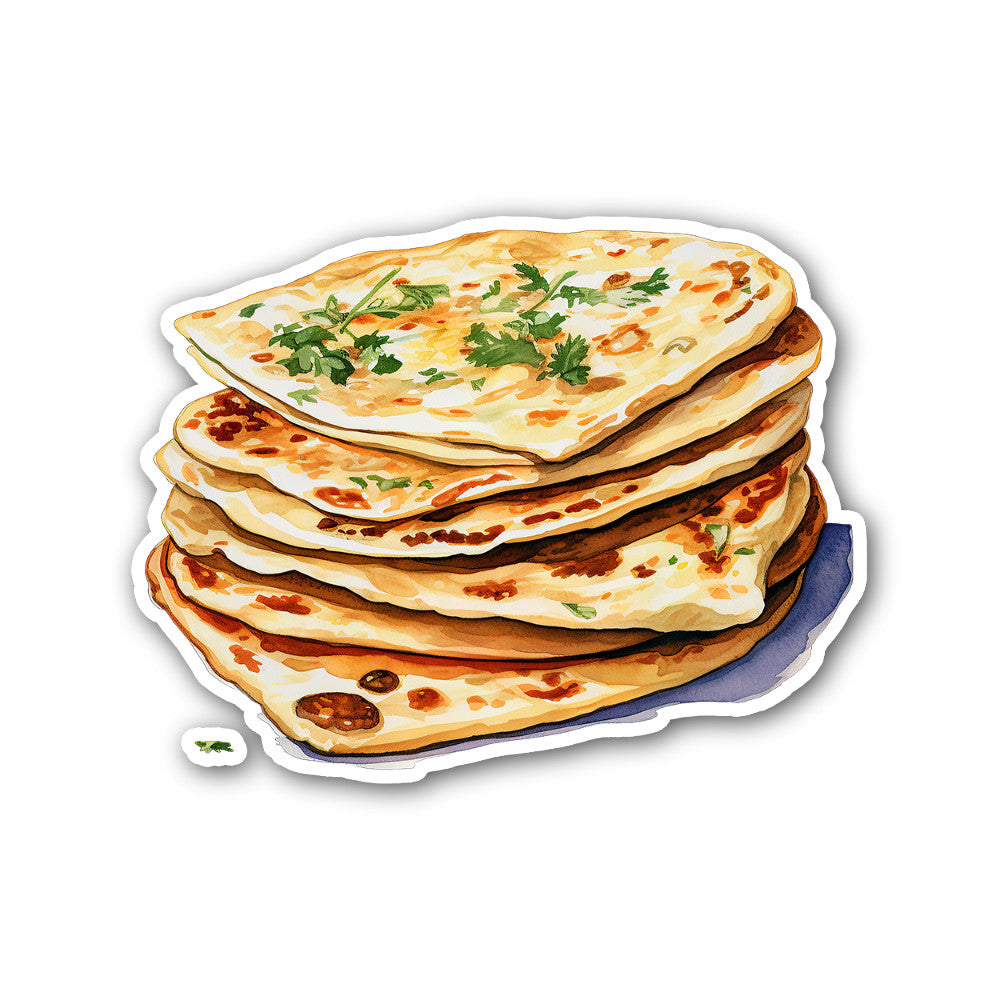 Aloo paratha Sticker, Waterproof Vinyl Decal Sticker Indoor Or Outdoor 2 (Pieces) 3" and 5"