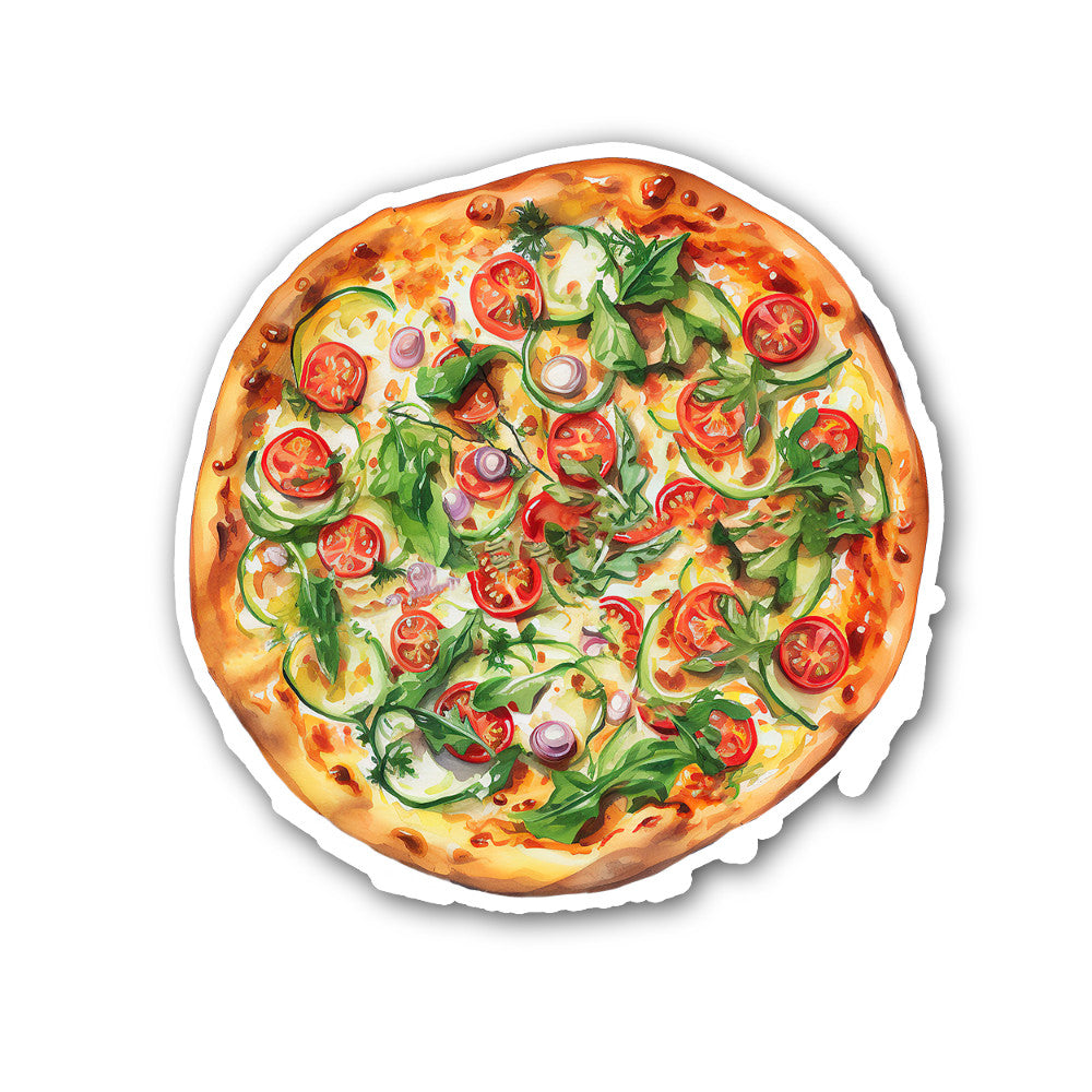 Pizza Margherita Sticker, Waterproof Vinyl Decal Sticker Indoor Or Outdoor 2 (Pieces) 3" and 5"