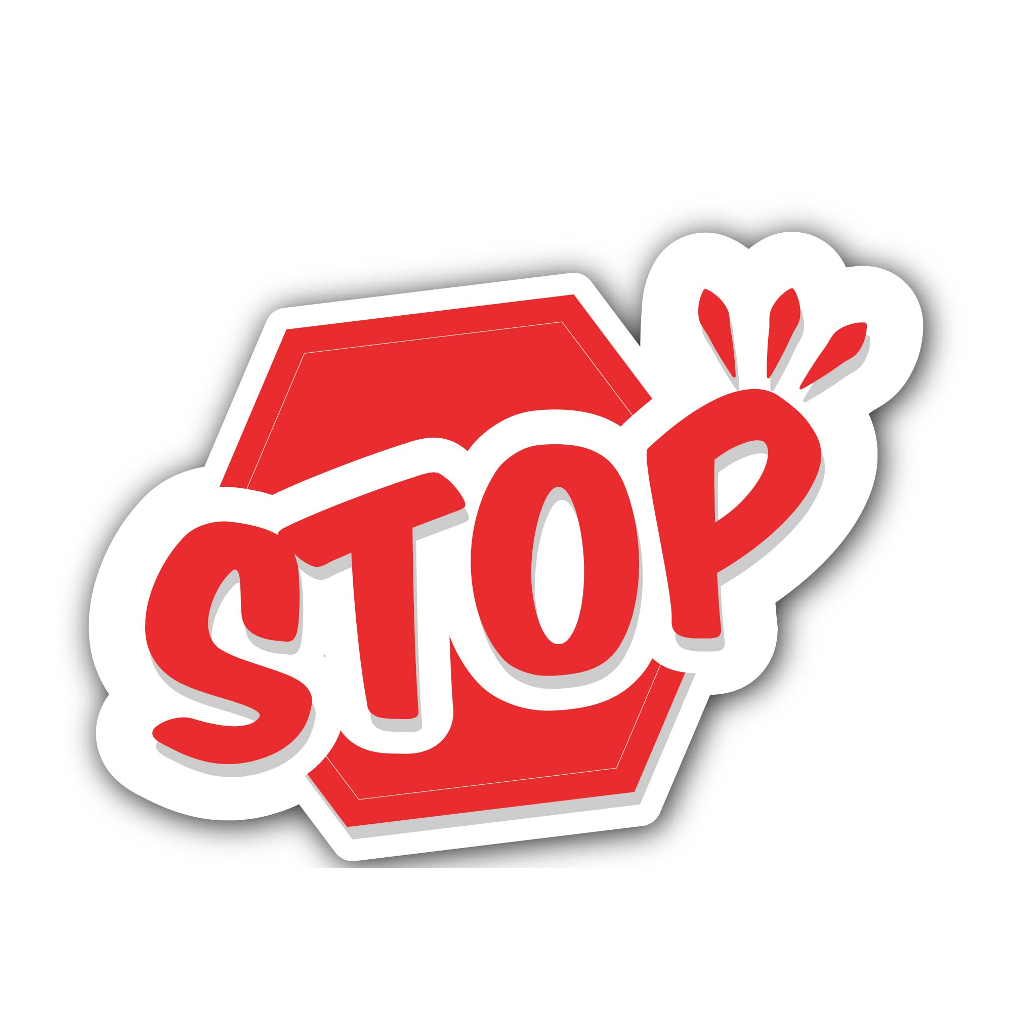 Red Color Stop Message Sticker, Waterproof Vinyl Decal Sticker Indoor Or Outdoor 2 (Pieces) 3" and 5"