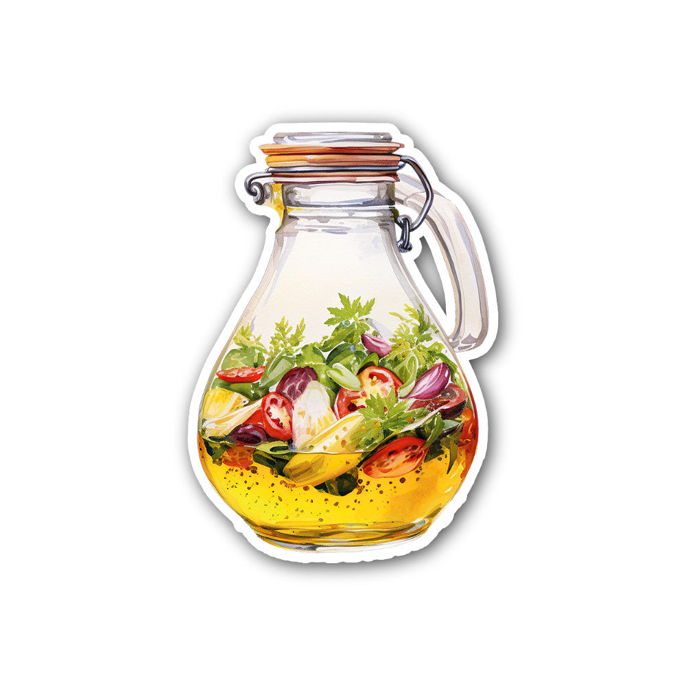 Salad in a glass jar Sticker, Waterproof Vinyl Decal Sticker Indoor Or Outdoor 2 (Pieces) 3" and 5"