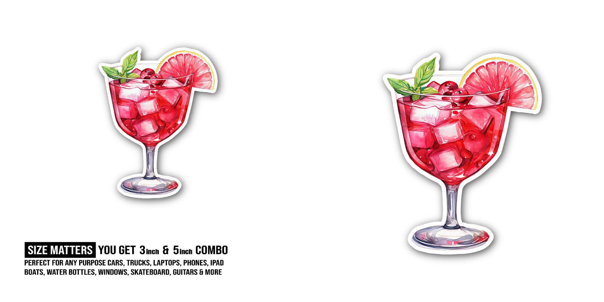 C0sm0politan Sticker, Waterproof Vinyl Decal Sticker Indoor Or Outdoor 2 (Pieces) 3" and 5"