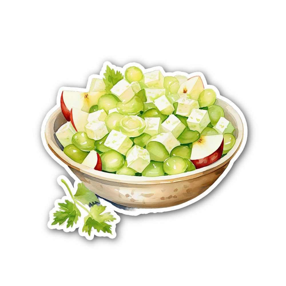 Green Grapes and cheese salad Sticker, Waterproof Vinyl Decal Sticker Indoor Or Outdoor 2 (Pieces) 3" and 5"