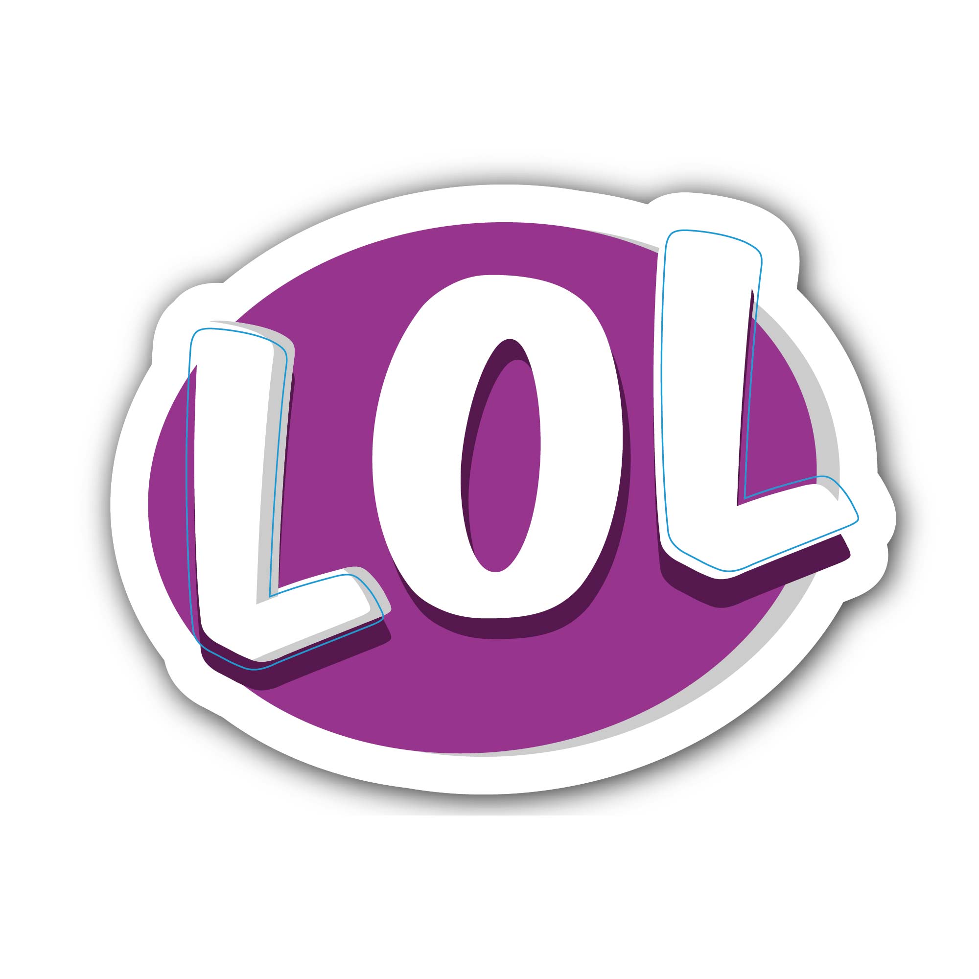 LOL Message Sticker, Waterproof Vinyl Decal Sticker Indoor Or Outdoor 2 (Pieces) 3" and 5"