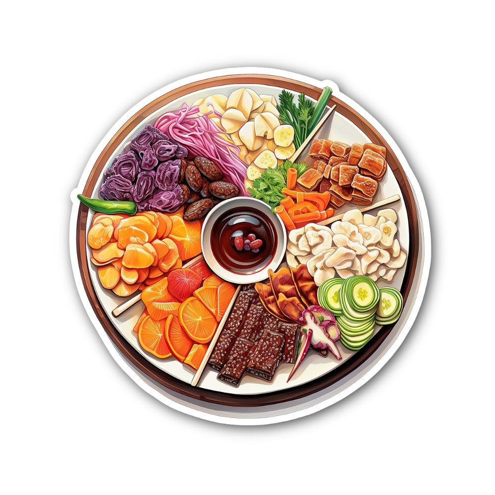 Vietnamese food platter Sticker, Waterproof Vinyl Decal Sticker Indoor Or Outdoor 2 (Pieces) 3" and 5"