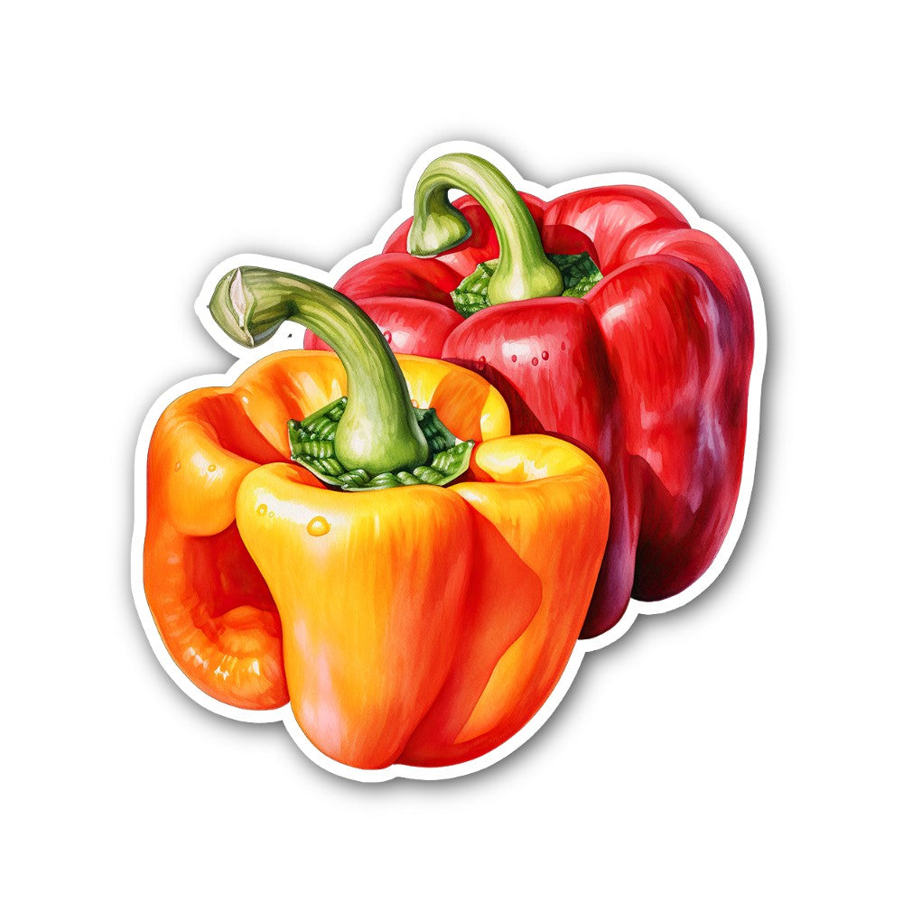 Bell peppers Sticker, Waterproof Vinyl Decal Sticker Indoor Or Outdoor 2 (Pieces) 3" and 5"