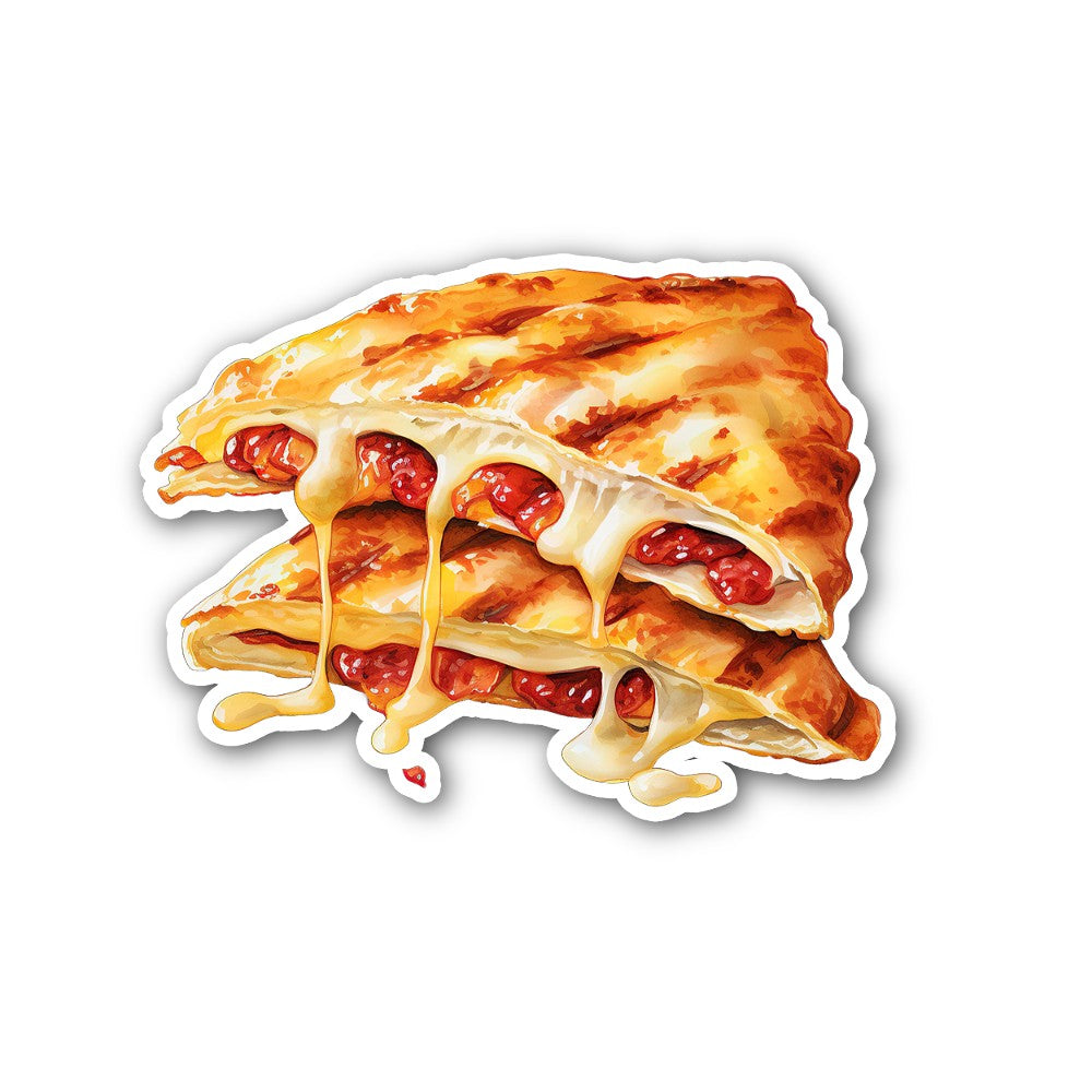 Crispy Cheese Pizza Slice Sticker, Waterproof Vinyl Decal Sticker Indoor Or Outdoor 2 (Pieces) 3" and 5"