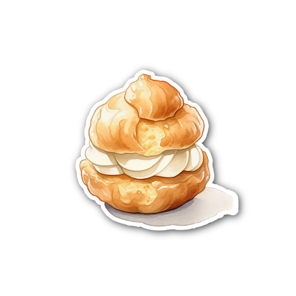 Yummy Cream Puff Dessert Sticker, Waterproof Vinyl Decal Sticker Indoor Or Outdoor 2 (Pieces) 3" and 5"