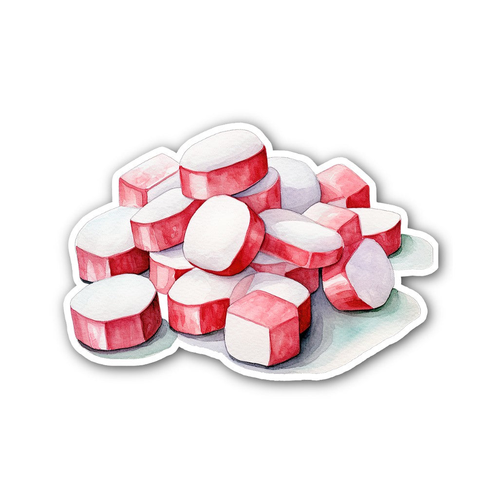Pink & White Sweet candies Sticker, Waterproof Vinyl Decal Sticker Indoor Or Outdoor 2 (Pieces) 3" and 5"