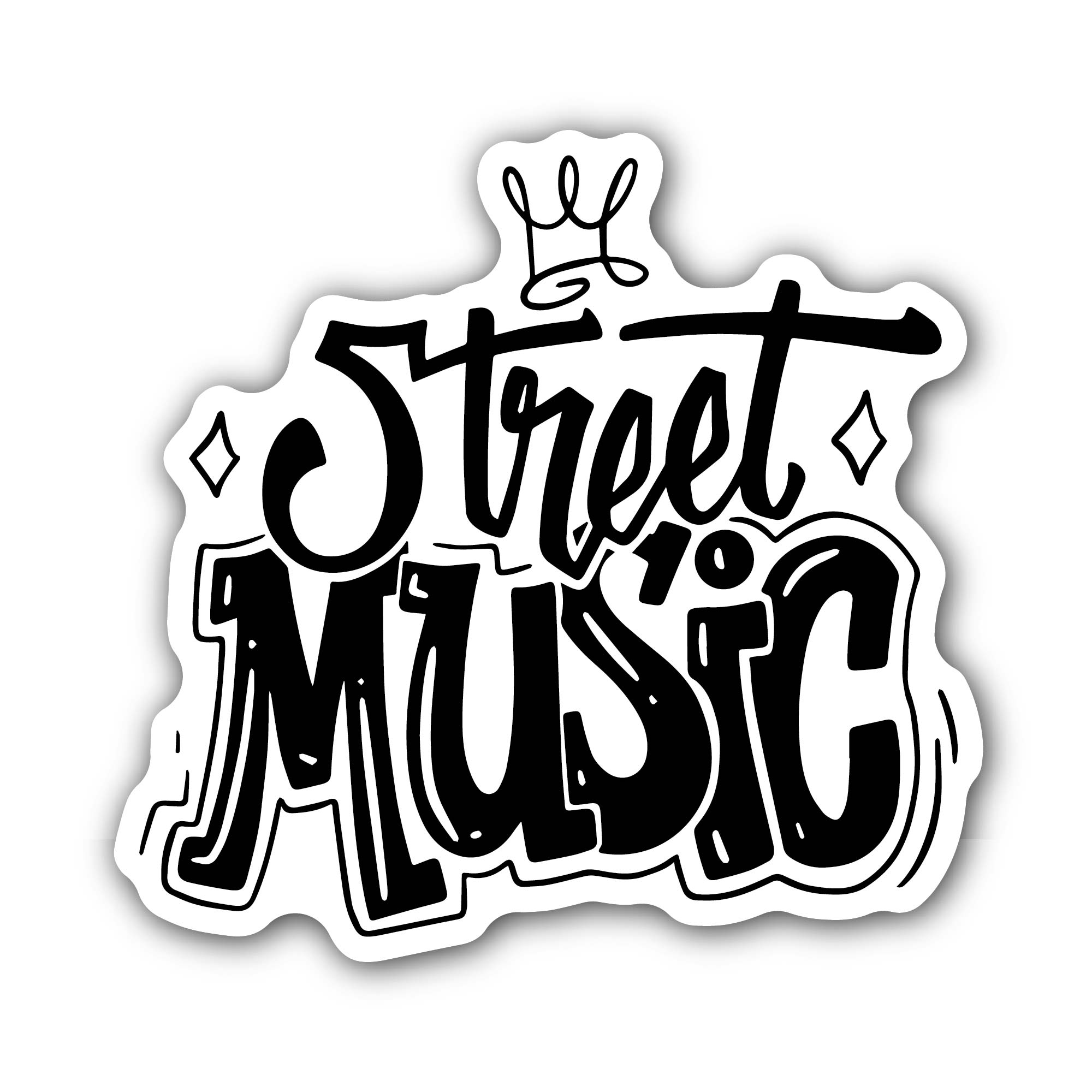 Street Music Sticker, Waterproof Vinyl Decal Sticker Indoor Or Outdoor 2 (Pieces) 3" and 5"