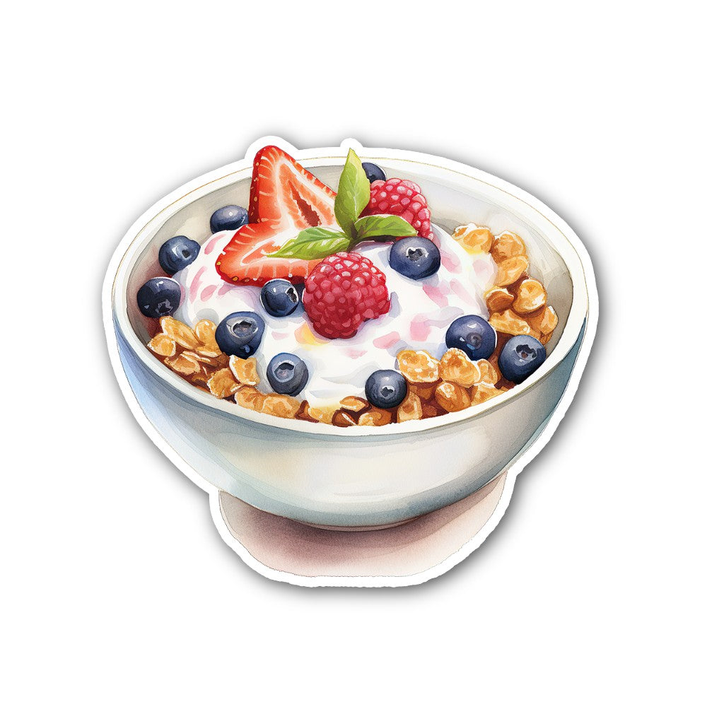 A Bowl Of Oatmeal With Blueberries Sticker, Waterproof Vinyl Decal Sticker Indoor Or Outdoor 2 (Pieces) 3" and 5"