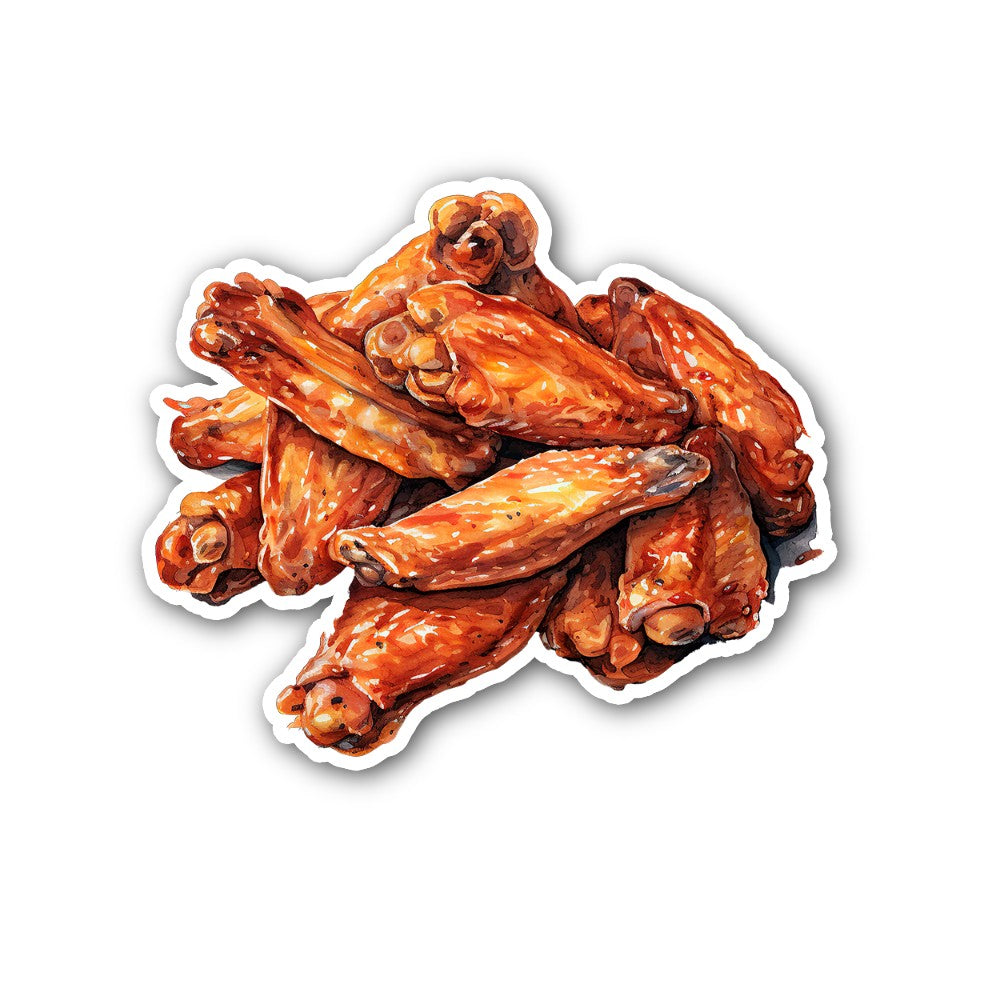 Crispy Chicken Wings Sticker, Waterproof Vinyl Decal Sticker Indoor Or Outdoor 2 (Pieces) 3" and 5"