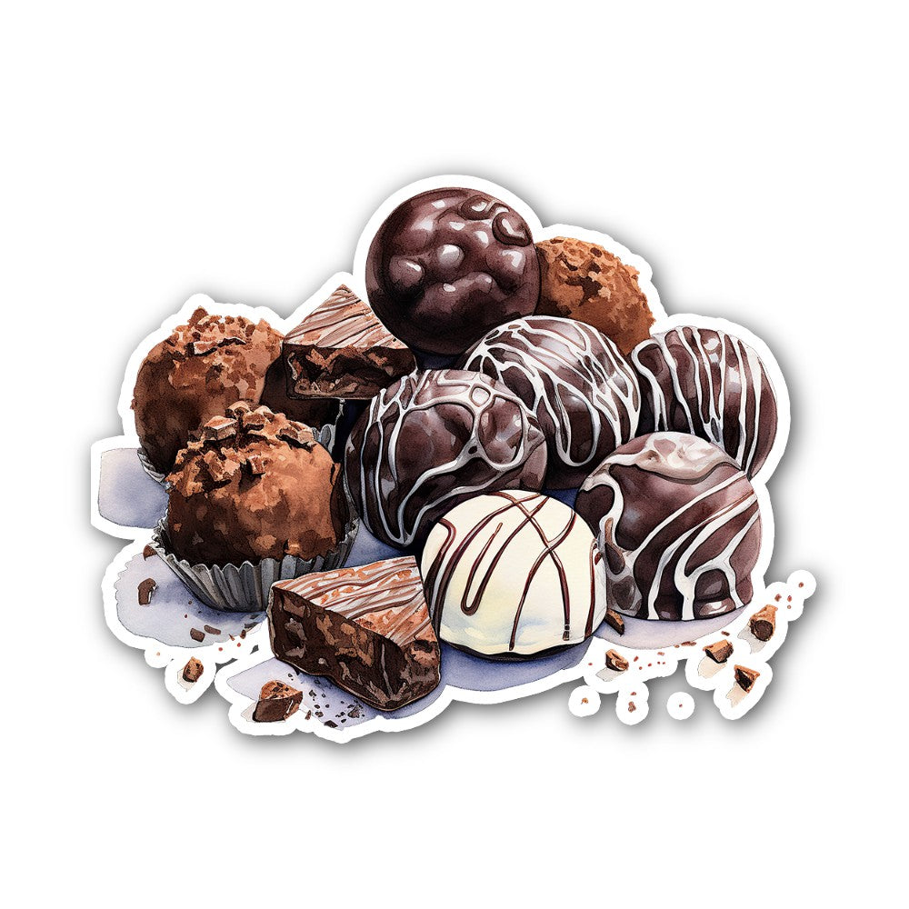 Beautiful Chocolate truffles Sticker, Waterproof Vinyl Decal Sticker Indoor Or Outdoor 2 (Pieces) 3" and 5"