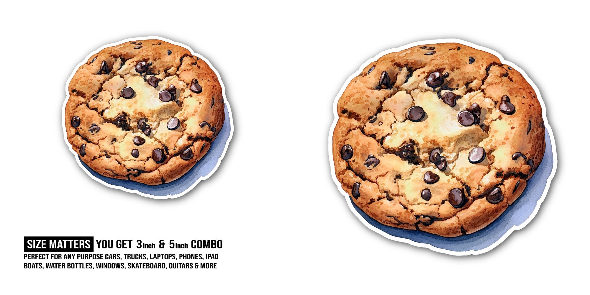 Sugar Chocolate Cookie Sticker, Waterproof Vinyl Decal Sticker Indoor Or Outdoor 2 (Pieces) 3" and 5"